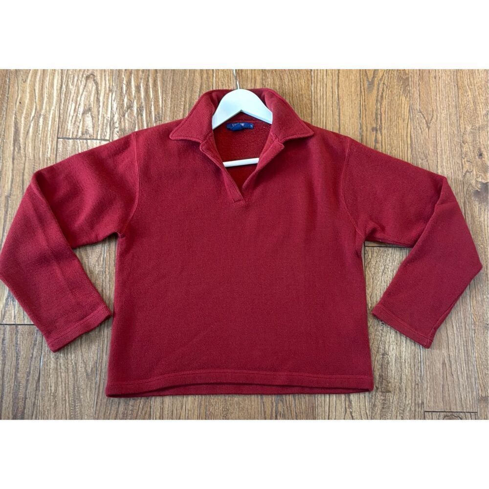 J.crew vintage red Lambswool cotton blend collared sweater small - Picture 3 of 10
